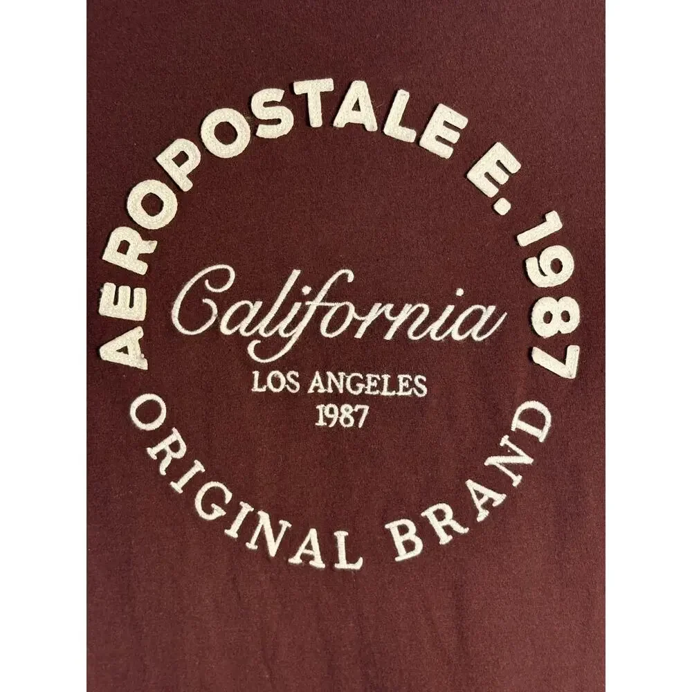 Aeropostale Women's M Burgundy California Los Angeles 1987 Graphic Tee